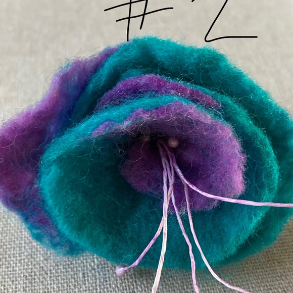 🐑 Hand Felted Floral Metal Barrettes Variety of Blooms to Choose Made From… - Picture 7 of 15